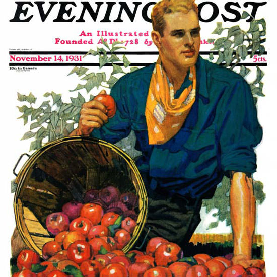 John E Sheridan Saturday Evening Post Apples 1931_11_14 Copyright crop | Best of Vintage Cover Art 1900-1970