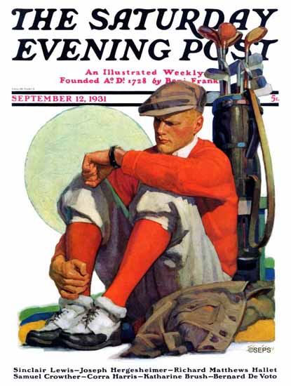 John E Sheridan Saturday Evening Post Golfer Kept Waiting 1931_09_12 | The Saturday Evening Post Graphic Art Covers 1931-1969