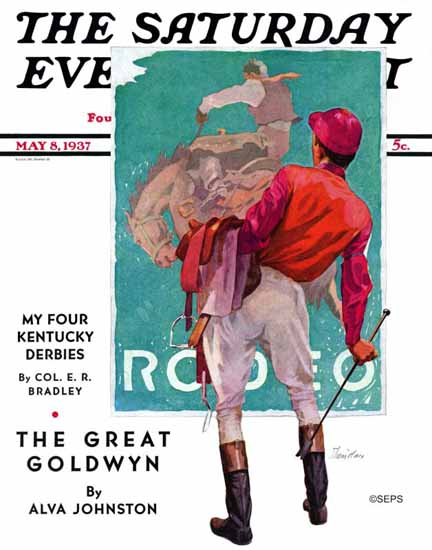 John E Sheridan Saturday Evening Post Jockey Looks at Poster 1937_05_08 | The Saturday Evening Post Graphic Art Covers 1931-1969