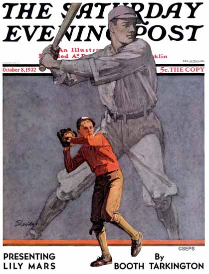 John E Sheridan Saturday Evening Post Shadow Batter 1932_10_08 | The Saturday Evening Post Graphic Art Covers 1931-1969