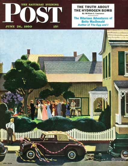 John Falter Saturday Evening Post Backyard Wedding 1950_06_24 | The Saturday Evening Post Graphic Art Covers 1931-1969