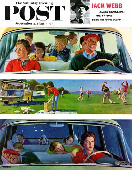 John Falter Saturday Evening Post Before During After Picnic 1959_09_05 | The Saturday Evening Post Graphic Art Covers 1931-1969