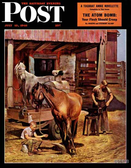 John Falter Saturday Evening Post Blacksmith 1946_07_13 | The Saturday Evening Post Graphic Art Covers 1931-1969