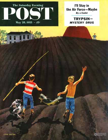 John Falter Saturday Evening Post Catfish 1955_05_28 | The Saturday Evening Post Graphic Art Covers 1931-1969