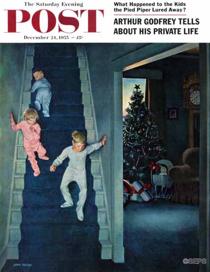 John Falter Saturday Evening Post Christmas Morning 1955_12_24 | The Saturday Evening Post Graphic Art Covers 1931-1969