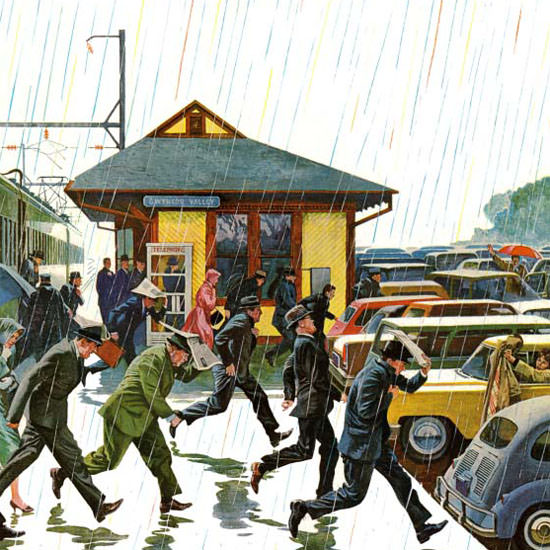 John Falter Saturday Evening Post Commuters 1961_10_07 Copyright crop | Best of 1960s Ad and Cover Art