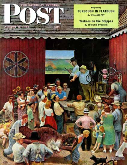 John Falter Saturday Evening Post Country Auction 1944_08_05 | The Saturday Evening Post Graphic Art Covers 1931-1969