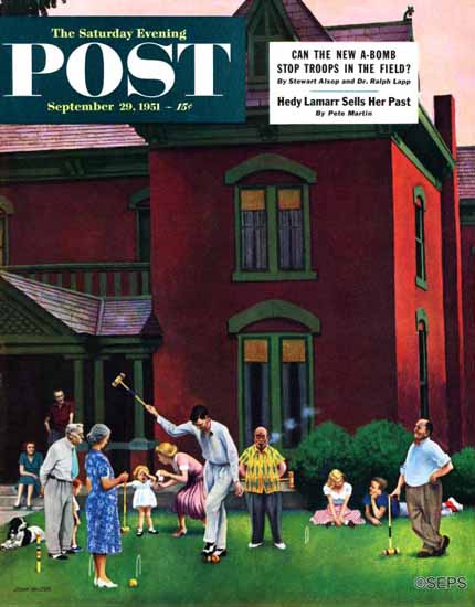 John Falter Saturday Evening Post Croquet Game 1951_09_29 | The Saturday Evening Post Graphic Art Covers 1931-1969