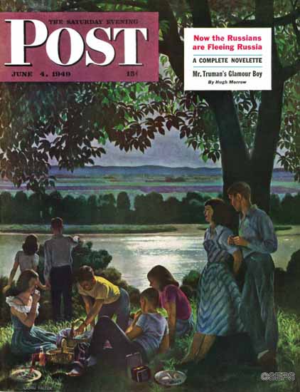 John Falter Saturday Evening Post Evening Picnic 1949_06_04 | The Saturday Evening Post Graphic Art Covers 1931-1969