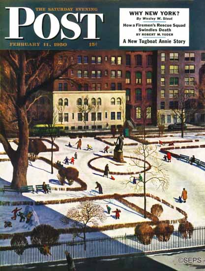 John Falter Saturday Evening Post Gramercy Park 1950_02_11 | The Saturday Evening Post Graphic Art Covers 1931-1969