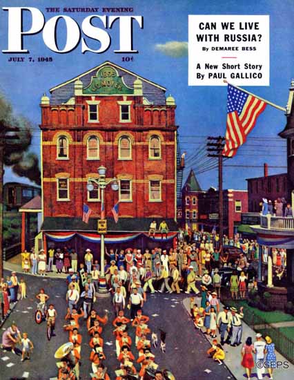 John Falter Saturday Evening Post Independence Parade 1945_07_07 | The Saturday Evening Post Graphic Art Covers 1931-1969