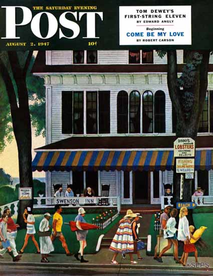 John Falter Saturday Evening Post Inn in Ogunquit 1947_08_02 | The Saturday Evening Post Graphic Art Covers 1931-1969