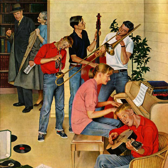 John Falter Saturday Evening Post Jam Session 1954_10_23 Copyright crop | Best of 1950s Ad and Cover Art