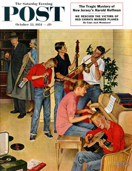 John Falter Saturday Evening Post Jam Session 1954_10_23 | The Saturday Evening Post Graphic Art Covers 1931-1969