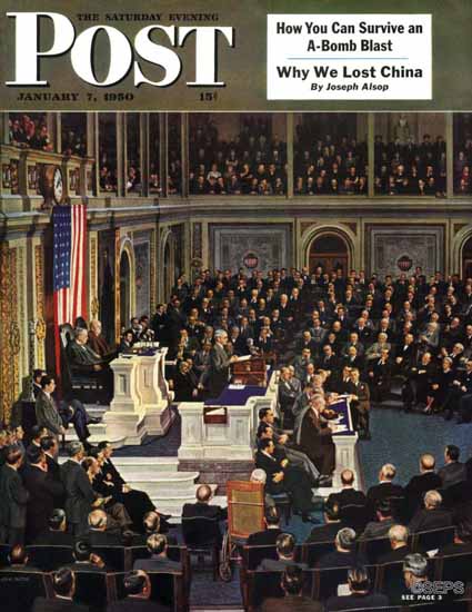 John Falter Saturday Evening Post Joint Session of Congress 1950_01_07 | The Saturday Evening Post Graphic Art Covers 1931-1969