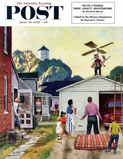 John Falter Saturday Evening Post Learning to Fly 1953_06_20 | The Saturday Evening Post Graphic Art Covers 1931-1969