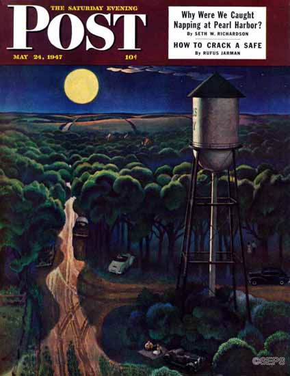 John Falter Saturday Evening Post Lovers Lane Falls City 1947_05_24 | The Saturday Evening Post Graphic Art Covers 1931-1969