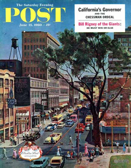 John Falter Saturday Evening Post Peachtree Street 1960_06_25 | The Saturday Evening Post Graphic Art Covers 1931-1969