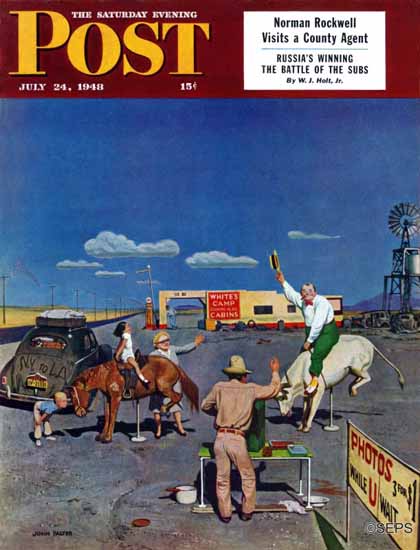 John Falter Saturday Evening Post Photos on Fake Broncos 1948_07_24 | The Saturday Evening Post Graphic Art Covers 1931-1969