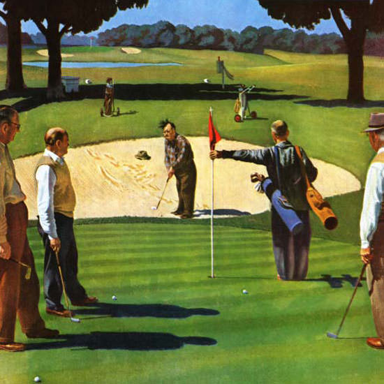 John Falter Saturday Evening Post Sand Trap 1948_07_03 Copyright crop | Best of 1940s Ad and Cover Art