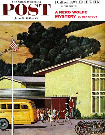 John Falter Saturday Evening Post School is Out 1958_06_21 | The Saturday Evening Post Graphic Art Covers 1931-1969