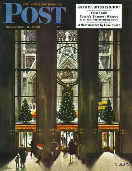 John Falter Saturday Evening Post St Patricks Cathedral Xmas 1949_12_03 | The Saturday Evening Post Graphic Art Covers 1931-1969