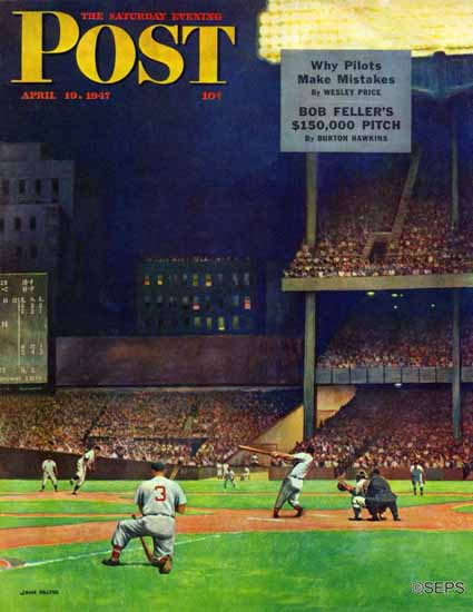 John Falter Saturday Evening Post Yankee Stadium 1947_04_19 | The Saturday Evening Post Graphic Art Covers 1931-1969