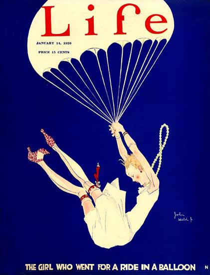 John Held Jr Life Magazine Ride in a Balloon 1926-01-14 Copyright | Sex Appeal Vintage Ads and Covers 1891-1970