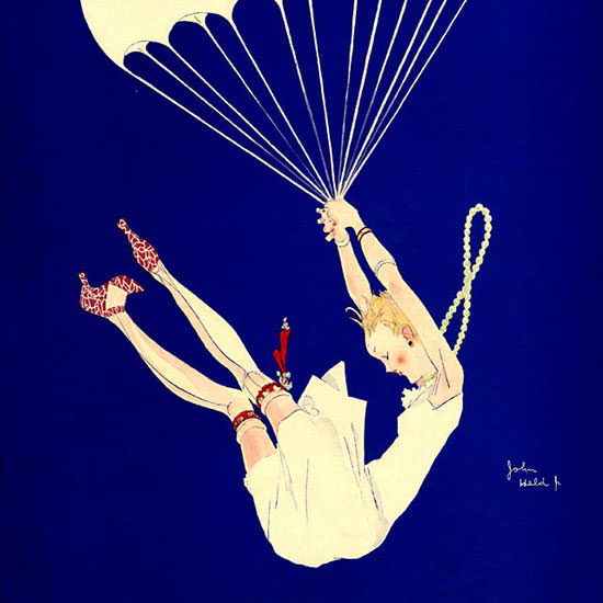 John Held Jr Life Magazine Ride in a Balloon 1926-01-14 Copyright crop | Best of 1920s Ad and Cover Art