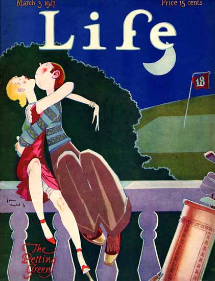 John Held Jr Life Magazine The Petting Green 1927-03-03 Copyright | Life Magazine Graphic Art Covers 1891-1936