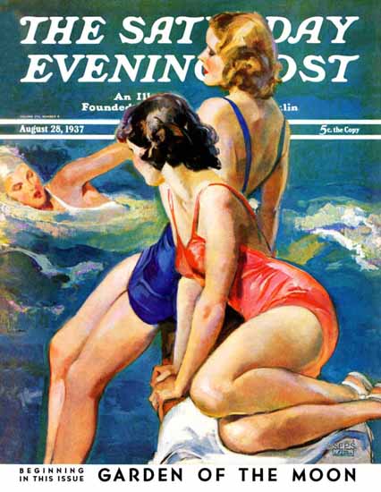 John La Gatta Saturday Evening Post At the Pool 1937_08_28 Sex Appeal | Sex Appeal Vintage Ads and Covers 1891-1970