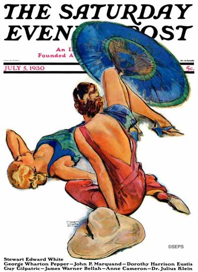 John La Gatta Saturday Evening Post Beach Girls 1930_07_05 | The Saturday Evening Post Graphic Art Covers 1892-1930