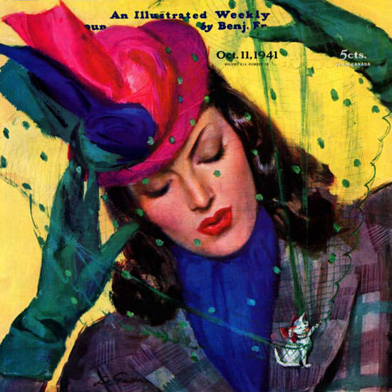 John La Gatta Saturday Evening Post Cat Pin 1941_10_11 Copyright crop | Best of Vintage Cover Art 1900-1970