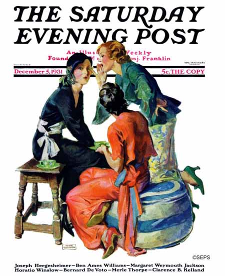 John La Gatta Saturday Evening Post Gossiping 1931_12_05 | The Saturday Evening Post Graphic Art Covers 1931-1969