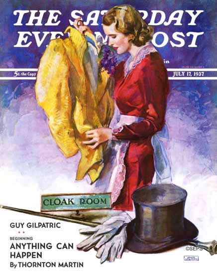 John La Gatta Saturday Evening Post Hatcheck Girl 1937_07_17 | The Saturday Evening Post Graphic Art Covers 1931-1969