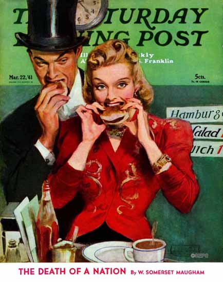 John La Gatta Saturday Evening Post Late Night Snack 1941_03_22 | The Saturday Evening Post Graphic Art Covers 1931-1969