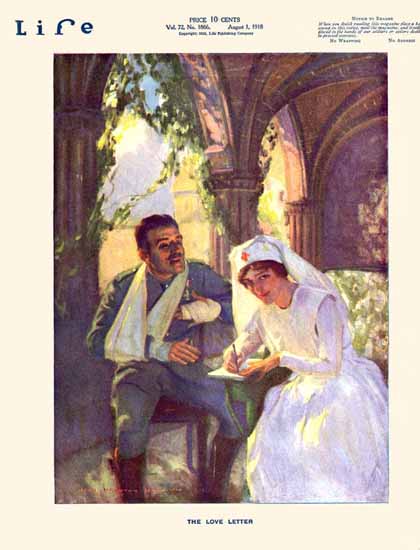 John Newton Howitt Life Magazine The Love Letter 1918-08-01 Copyright | Life Magazine Graphic Art Covers 1891-1936