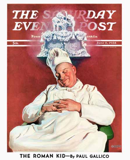 John Newton Howitt Saturday Evening Post Cake Dream 1938_06_11 | The Saturday Evening Post Graphic Art Covers 1931-1969