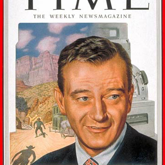 John Wayne Time Magazine 1952-03 by Boris Chaliapin crop | Best of Vintage Cover Art 1900-1970