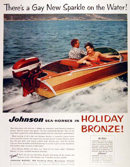 Johnson Outboard 1956 Sea-Horses In Holiday | Vintage Ad and Cover Art 1891-1970