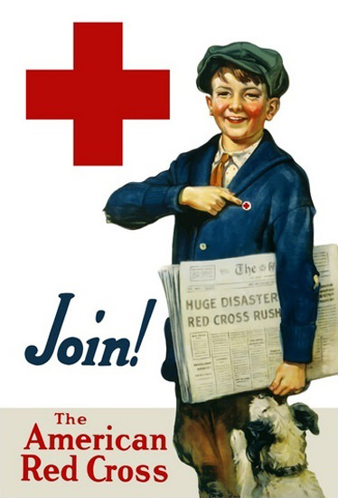 Join The American Red Cross Smiling Paperboy | Vintage War Propaganda Posters 1891-1970