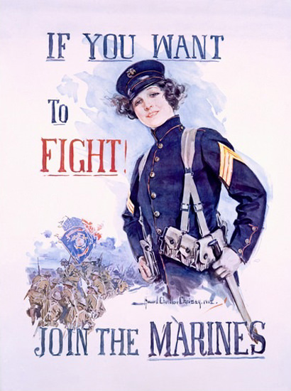 Join The Marines If You Want to Fight H C Christy | Vintage War Propaganda Posters 1891-1970