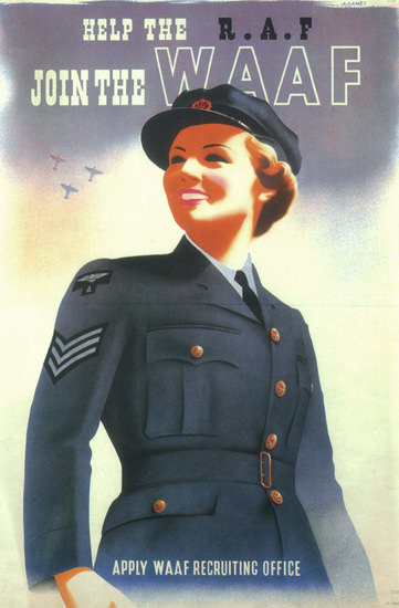 Join The WAAF  Help The RAF United Kingdom | Vintage War Propaganda Posters 1891-1970