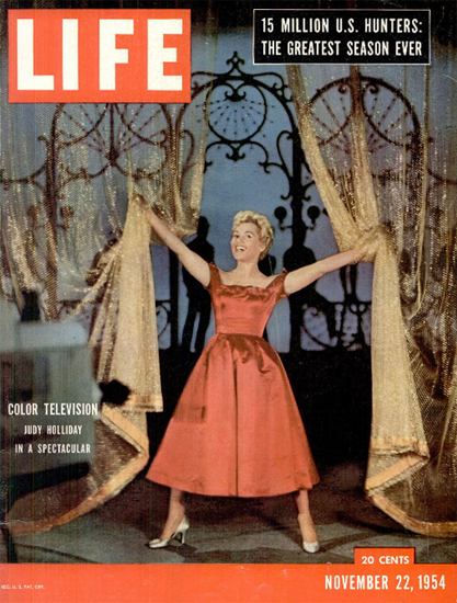 Judy Holliday on Color TV 22 Nov 1954 Copyright Life Magazine | Life Magazine Color Photo Covers 1937-1970