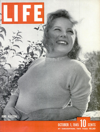 June Allyson 1 Oct 1945 Copyright Life Magazine | Life Magazine BW Photo Covers 1936-1970