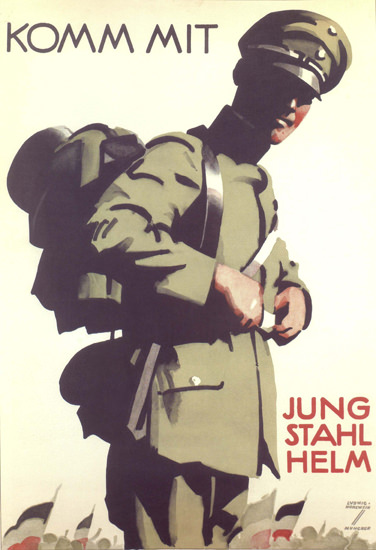 Jung Stahlhelm Komm Mit Young Steel Helmets | Vintage War Propaganda Posters 1891-1970