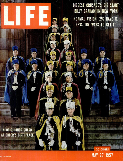 K of C Honor Guard in New Haven 27 May 1957 Copyright Life Magazine | Life Magazine Color Photo Covers 1937-1970