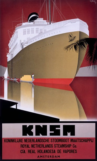 KNSM Royal Netherlands Steamship Amsterdam | Vintage Travel Posters 1891-1970