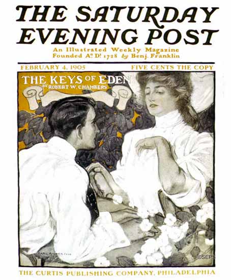 Karl Anderson Saturday Evening Post The Keys of Eden 1905_02_04 | The Saturday Evening Post Graphic Art Covers 1892-1930