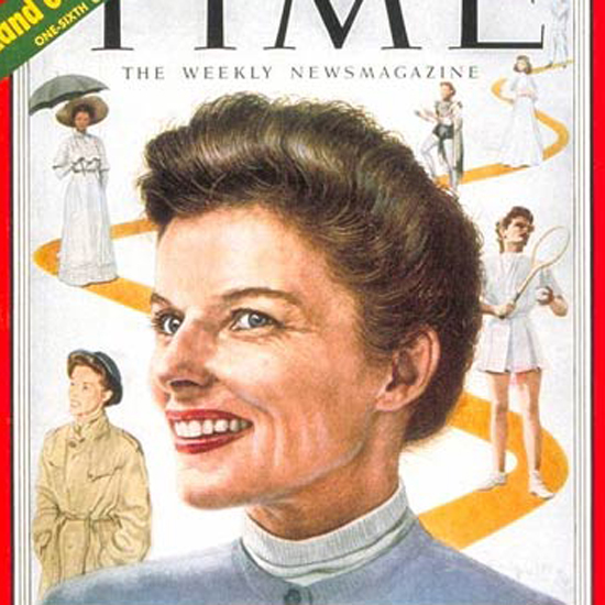 Katharine Hepburn Time Magazine 1952-09 by Boris Chaliapin crop | Best of Vintage Cover Art 1900-1970